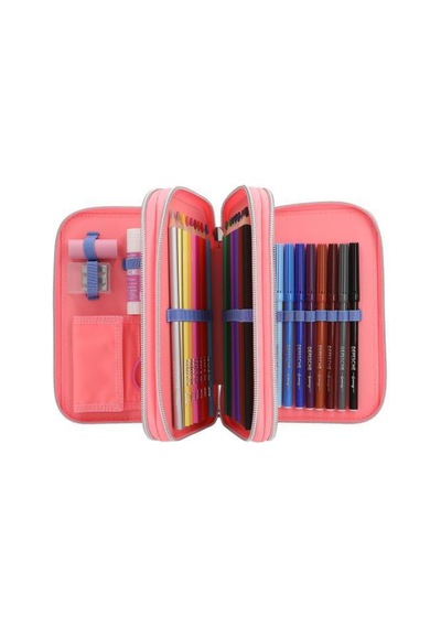 Topmodel Triple Pencil Case With Reversible Sequins Pembe