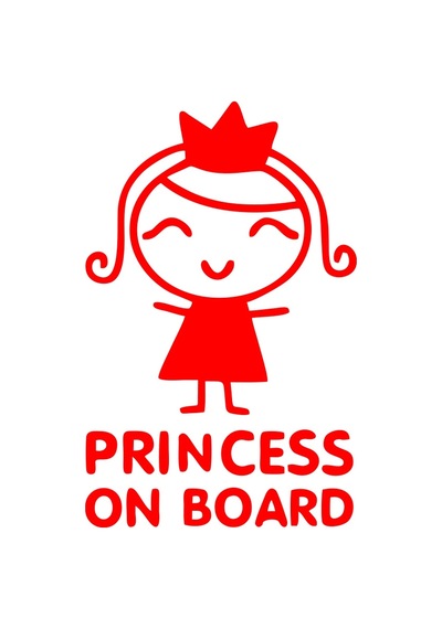 Princess On Board Araba Sticker 17x17 Cm Kırmızı