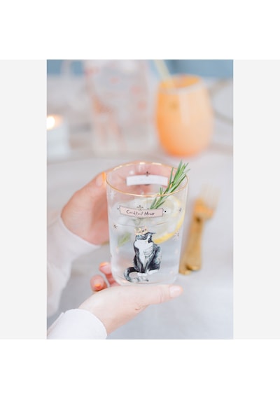 Kedi Beyaz Cam Su Bardağı 500 Ml