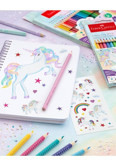 Unicorn Grip Jumbo Boya Kalemi 8+2 Renk, Ergonomik Gövde, Canlı Ve Parlak Renkler,dayanıklı Kalın Uç Çok Renkli