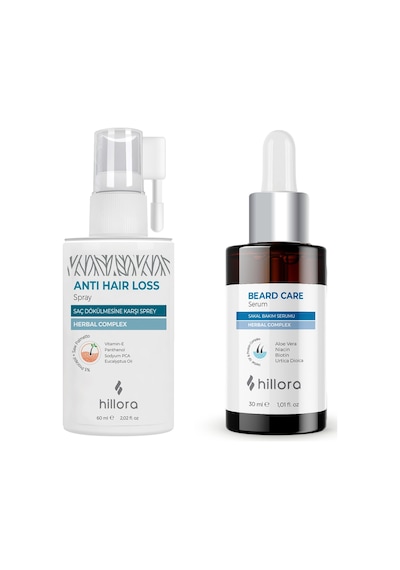 Hillora Saç Dökülmesine Karşı Sprey 60ml & Sakal Bakım Serumu 30ml Seti