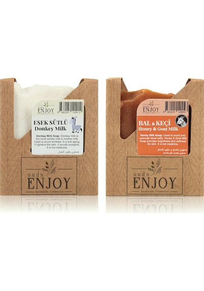 Suds Enjoy Doğal Eşek Sütlü + Bal Keçi Sütlü El Yapımı Yüz Saç ve Vücut Sabunu 2 x 100 G