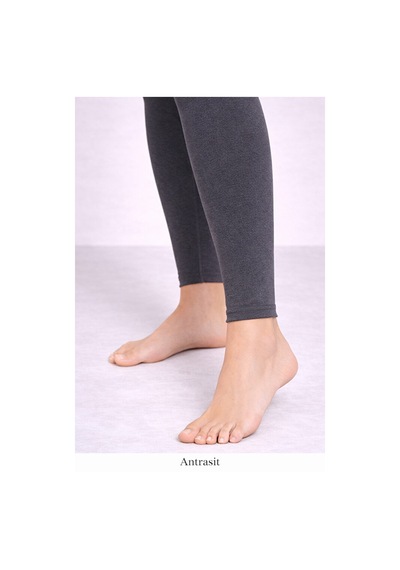 Pantofit Şardonlu Yüksek Bel Kadın Tayt Toparlayıcı Slim Fit Kışlık Ka Gri