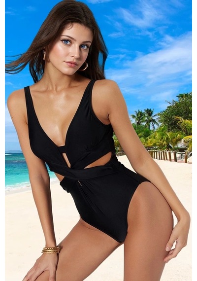Ersefa Yüzme Kıyafeti Tasarım Mayo Swimsuit Su Sporları İçin Yaz Koleksi Siyah