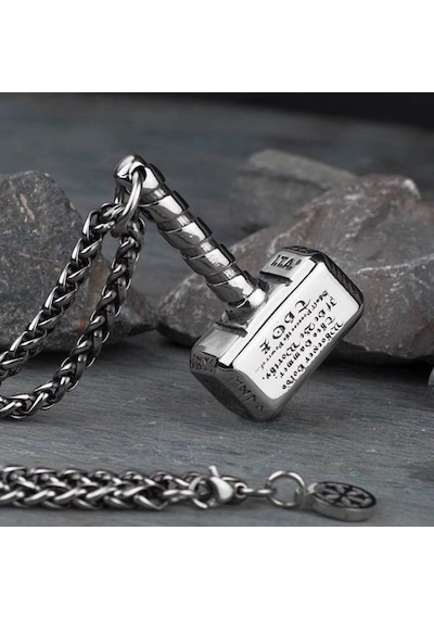 Herşey Nota Thors Çekiç Metal Kolye