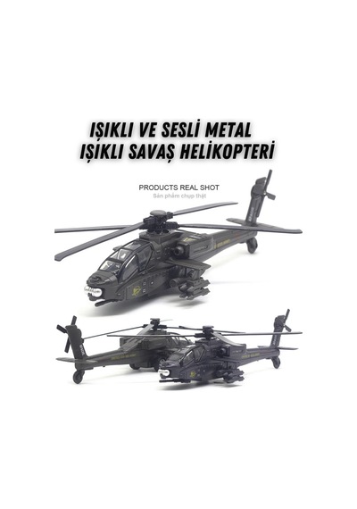 1:72 Işıklı Sesli Metal Çek Bırak Savaş Helikopteri Model Oyuncak Dayanıklı Dekoratif Helikopter