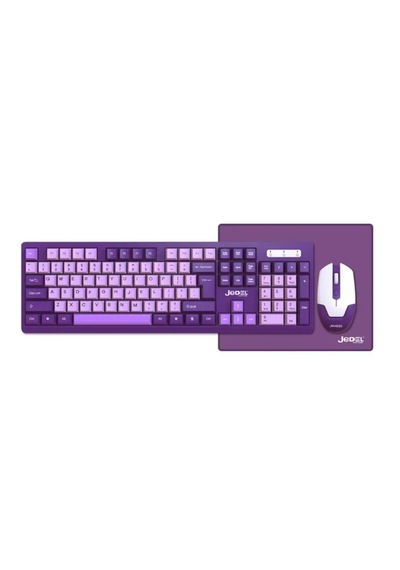 Mor & Pembe Klavye + Mouse + Mousepad Seti - Masaüstü Klavye Mouse Seti 2.4 Ghz Diğer