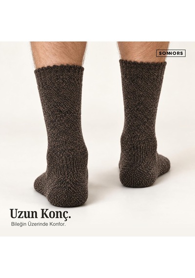 Xmlbayiciniz 3 Çift Unisex Muline İplikli Uzun Konçlu Kışlık Termal Çorap, Ön Yıkamalı Çok Renkli