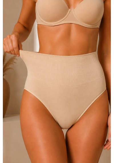 Fit Women Kadın Yüksek Bel Esnek 3 Lü Külot Bej