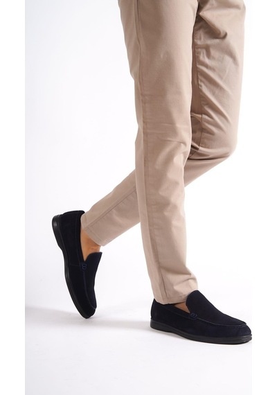 Mubiano Hakiki Deri 22103t-lcv Lacivert Nubuk Erkek Loafer Lacivert
