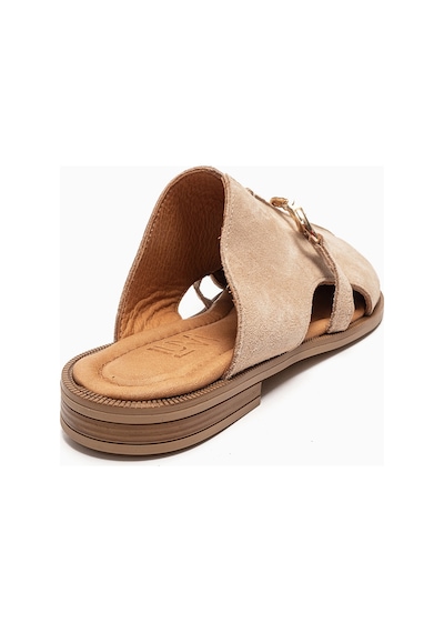 Luvishoes Favor Bej Süet Hakiki Deri Önü Kapalı Kadın Terlik