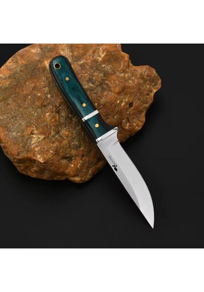 Valkyrie 3cr14mov Paslanmaz Çelik Av Bıçağı Ahşap Saplı, Kılıflı Kamp Ve Outdoor Bıçağı Yeşil Yeşil