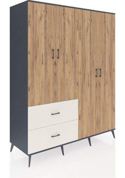 Kronos Gardrop 4 Raflı 2 Çekmeceli 2 Askılı 176x59x221 Antrasit-çam/aytaşı Beyaz Kronos Gardrop 4 Raflı 2 Çekmeceli 2 Askılı 176x59x221 Antrasit-çam/aytaşı Beyaz