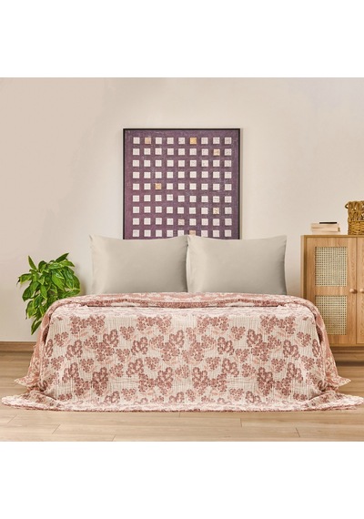 Soft Belloria Çift Kişilik Yatak Örtüsü - Kiremit - 220x255 Cm Çok Renkli