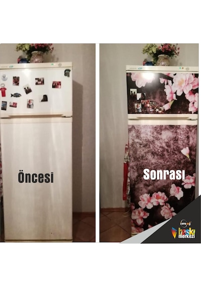 Buzdolabı Ve Bulaşık Makinesi Kapak Sticker Folyo Kaplama Çiçek (366633970)