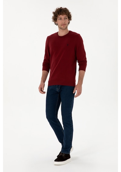 U.S. Polo Assn. Erkek Slim Fit Bisiklet Yaka Bordo Basic Kazak 50313713-VR014