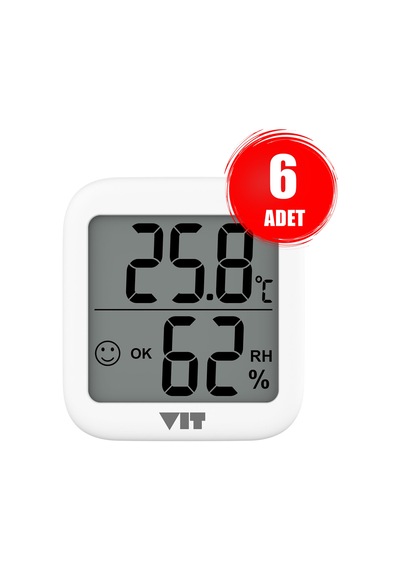 Vıt 6'lı İç Mekan Dijital Isı Ve Nem Ölçer Beyaz Termometre Wvt17-04 Thermometer