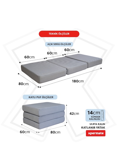 Xpermate Ultra Kalın Katlanır Sünger Yer Yatağı