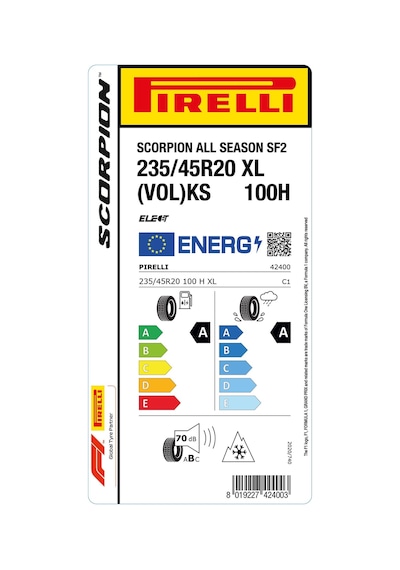 Pirelli 235/45R20 100h XL Vol Elt Scorpion All Season Sf2 Dört Mevsim Lastiği 2025