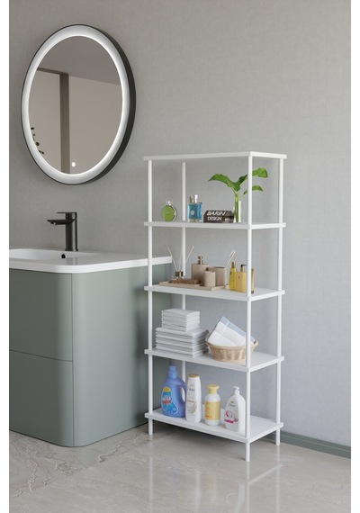 5 Katlı Çevir Kur Metal Gövdeli Banyo Rafı Çok Amaçlı Düzenleyici Organizer Stand Banyo Dolabı Beyaz