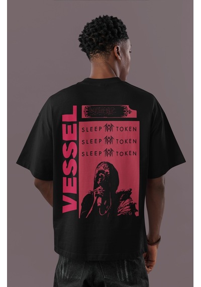 Vessel Sleep Token Rock Metal Müzik Grubu Sırt Baskılı Unisex Ove Siyah