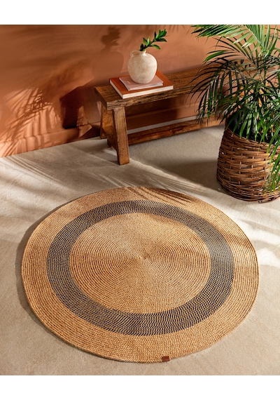 Madame Coco Alsace Yuvarlak Kilim - Naturel/siyah - 120 Cm 8684427193228 Çok Renkli