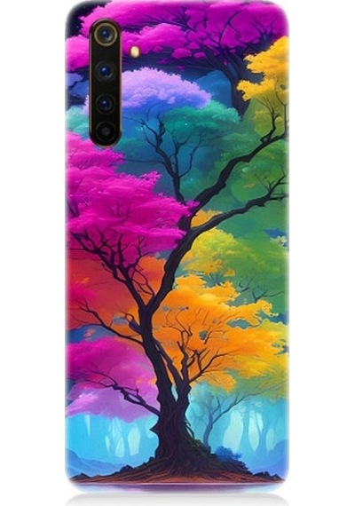 Realme 6 Pro Uyumlu Renkli Hayat Ağacı Desenli Silikon Kılıf