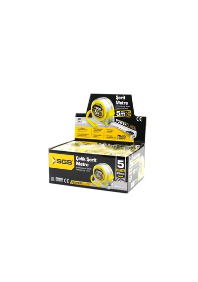 12 Adet 5mt X 25mt Şeffaf Stoplu Şerit Metre 0 - 300 MM