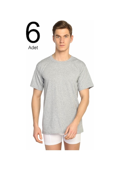6'lı Paket 0 Yaka Erkek Fanila Gri