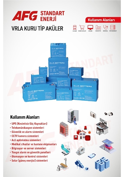 4 Adet 12 Volt 7 Amper Kuru Tip Akü 12 V 7 Ah Bl Mavi
