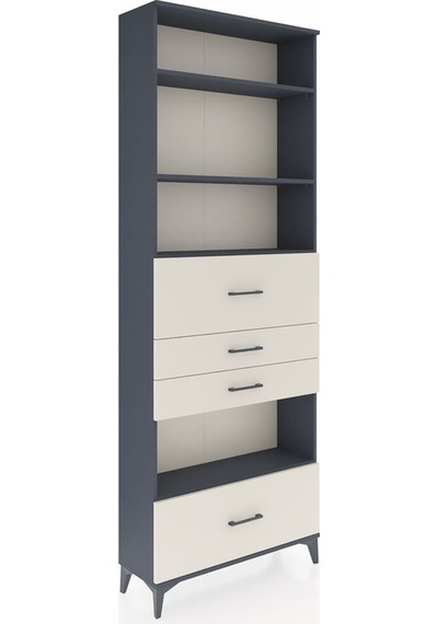 Arges Dolap 4 Raflı 4 Çekmeceli 88x30x243 Antrasit-aytaşı Antrasit