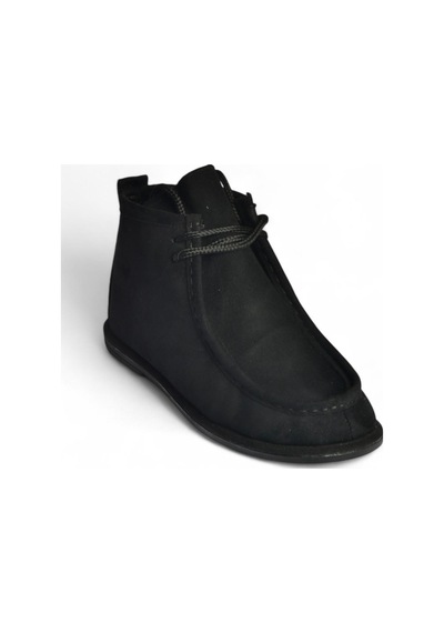 Fox Shoes V846926302 Siyah Süet Düz Tabanlı Bağcıklı Kadın Bot Siyah
