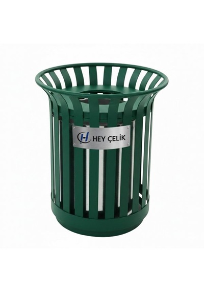 Park Ve Bahçe Çöp Kovası P&b-064 Dayanıklı Dış Mekan Atık Kutusu Hey Çelik