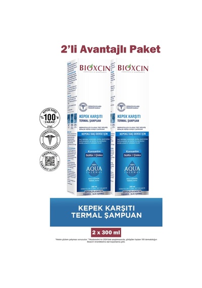 Bioxcin Şampuanı Aquathermal Kepek Karşıtı 300 Ml 2 Adet