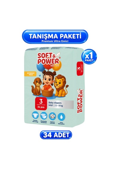 Bebek Bezi No:3 5-9 Kilo Midi 34'lü 3 Numara