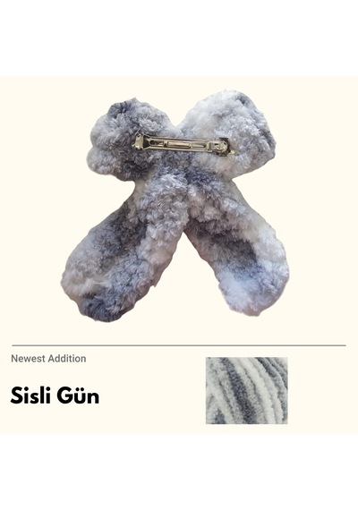 Sisli Gün Puffy Toka Beyaz - Gri - Pudra - Siyah