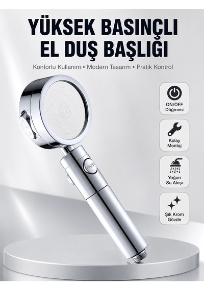 Kargo Kolay Montajlı 3 Modlu Yüksek Basınç Duş Başlığı Najmaddin Çok Renkli