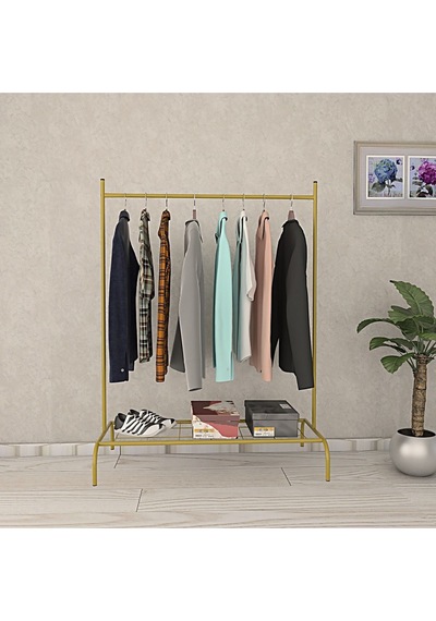 Metallica Concept Dikdörtgen Gold Konfeksiyon Elbise Askılığı Butik Elbise Askısı Altın