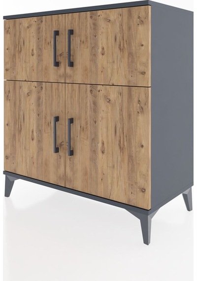 Hyperion Şifonyer 3 Raflı 4 Kapaklı 88x44x96 Antrasit-çam Antrasit