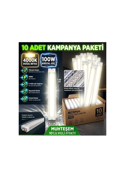 10adet......100w Kristal 4000k Led Bant Armatür 120 Cm - Doğal Günışığı Yüksek Lümenli Yatay Prizmatik Tavan Lambası,modern Aydınlatma.led Lamba ,kristal,lamba Beyaz-günışığı 10adet......100w Kristal 4000k Led Bant Armatür 120 Cm - Doğal Günışığı Yüksek Lümenli Yatay Prizmatik Tavan Lambası,modern Aydınlatma.led Lamba ,kristal,lamba Beyaz-günışığı
