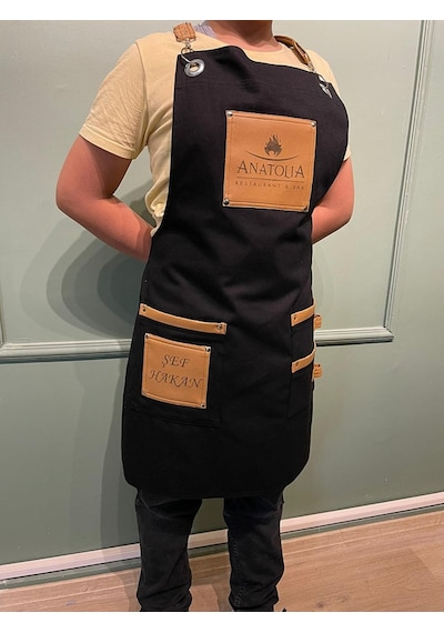 Yeni Sezon Trend Önlükler Deri Cep Detaylı Chef Garson Cafe Önlük