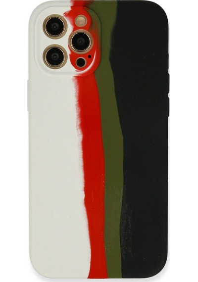 Newface Apple Uyumlu iPhone 12 Pro Max Kılıf Ebruli Lansman Silikon - Beyaz-siyah Beyaz-siyah