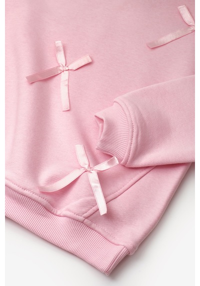 Le Mabelle Pembe Fiyonk Detaylı Uzun Kollu Kız Çocuk Sweatshirt Pembe
