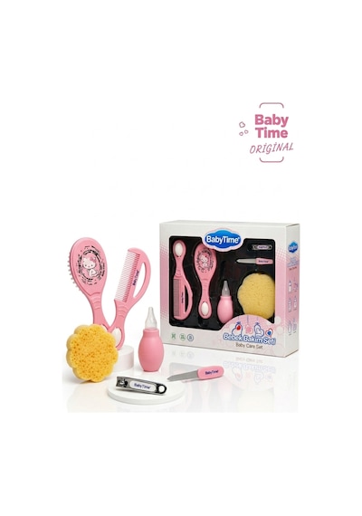 Babytime 6'lı Bebek Bakım Seti Pembe Burun Aspiratörü - Tarak - Fırça - Tırnak Makası ve Törpü Ak512