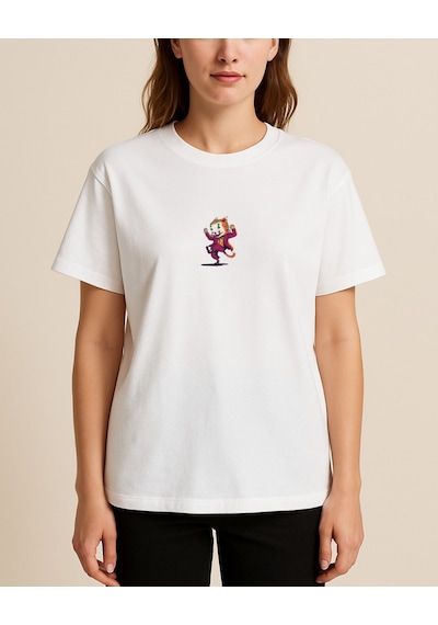 Hugo Boss Jokercat Baskılı T-shirt Beyaz