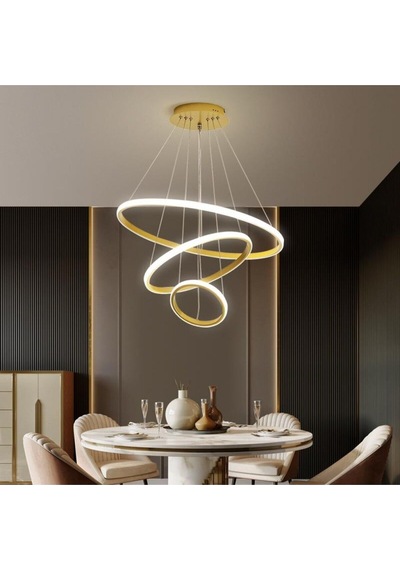 3lü Halka Model Sarkıt Modern Led Beyaz Işık Ultra Powerf