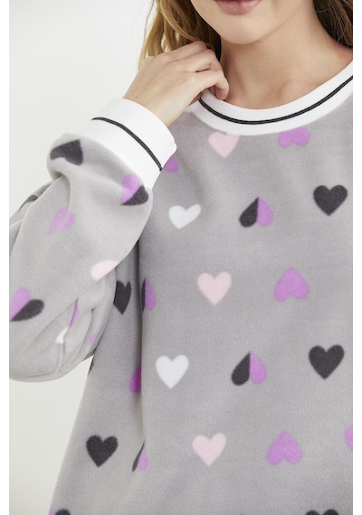 Sementa Desenli Oversize Polar Pijama Takım - Gri Gri
