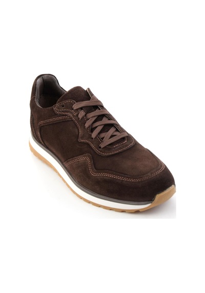 Bambi Kahve Süet Hakiki Deri Erkek Sneaker E01774003502