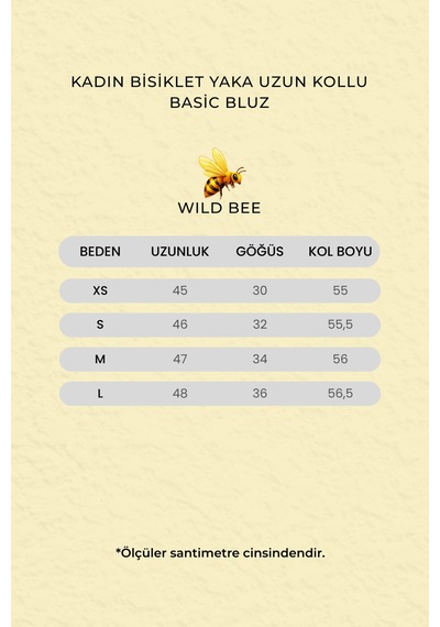 Wild Bee Kadın Bebe Mavi Bisiklet Yaka Uzun Kollu Basic Bluz