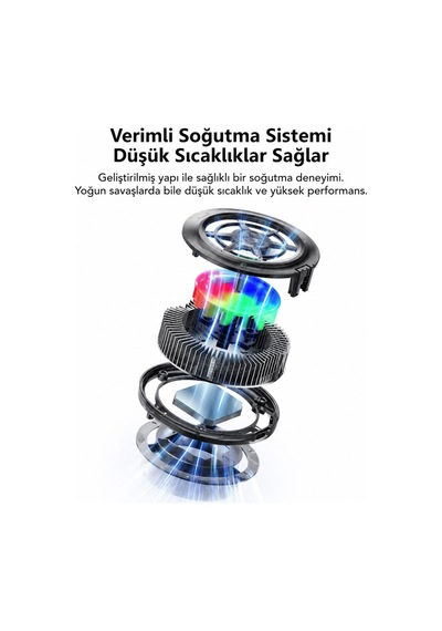 Hadron Hdx4379 Manyetik Telefon Soğutucu Fan Rgb Led Siyah